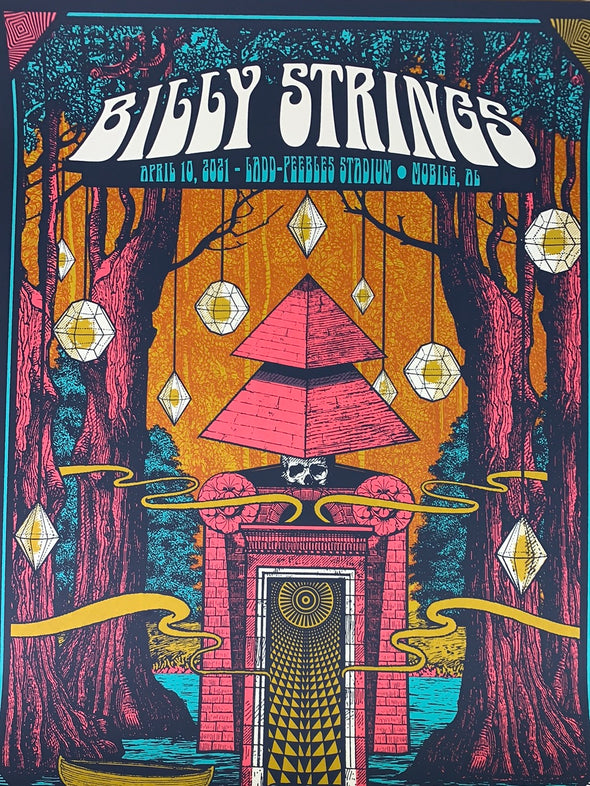 Billy Strings - 2021 Status Serigraph poster Mobile, AL 4/10
