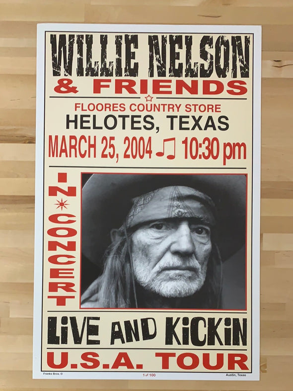 Willie Nelson - 2004 Franks Brothers 3/25 poster Helotes, TX
