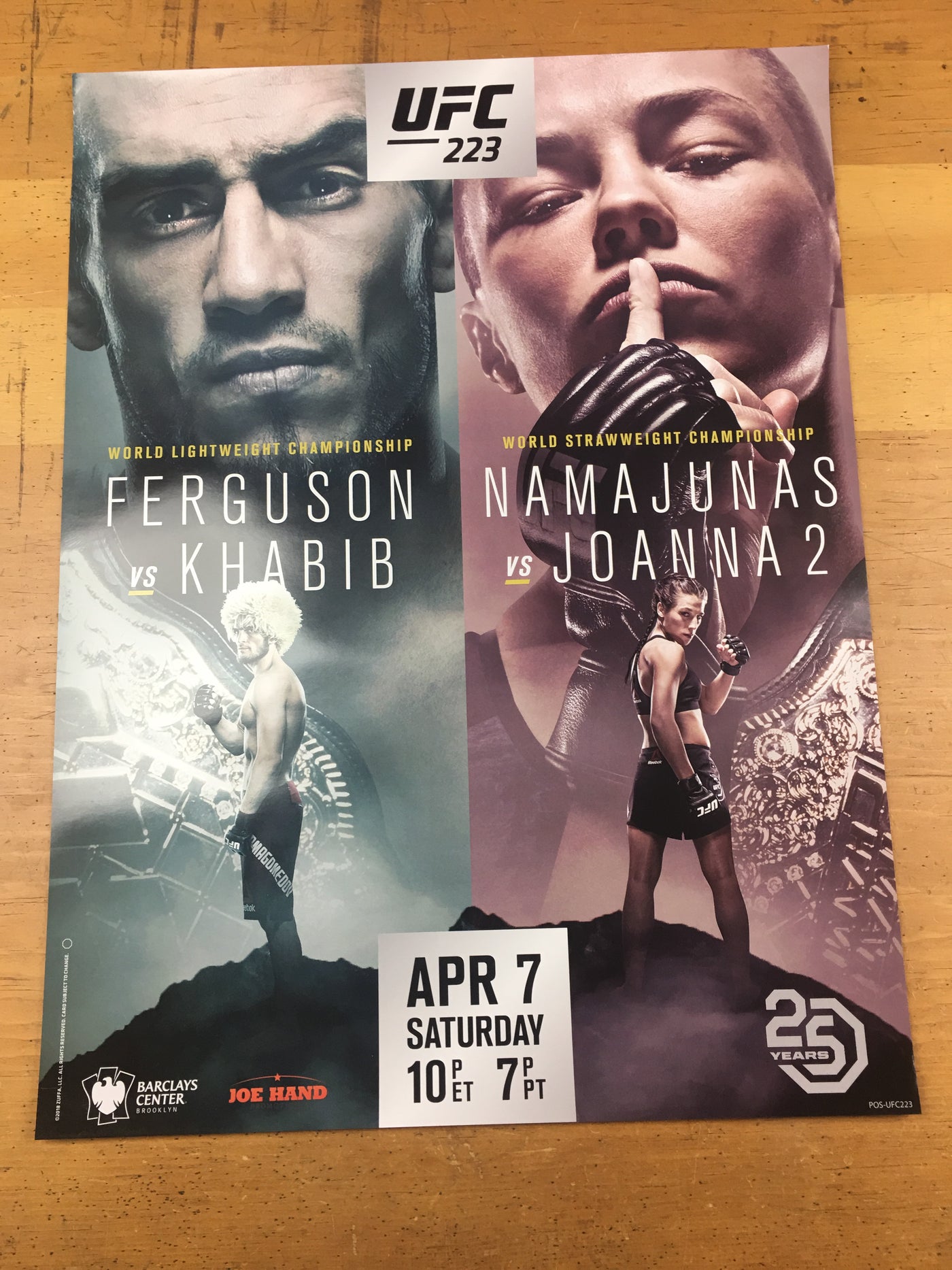 UFC 223 2018 Poster Ferguson vs Khabib Namajuna vs Joanna – Sold
