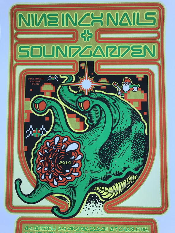 Soundgarden and NIN - 2014 Ames Brothers poster Nine Inch Nails tour