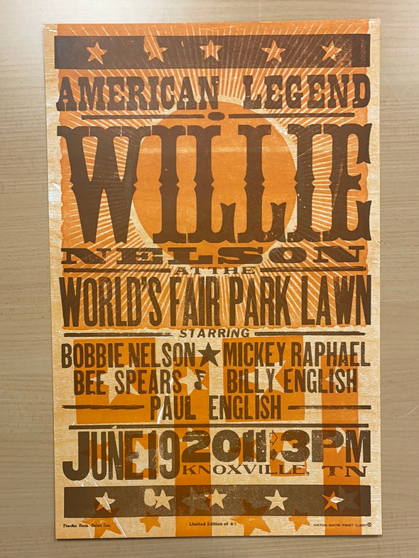Willie Nelson - 2011 Hatch Show Print 6/19 poster Knoxville, Tennessee