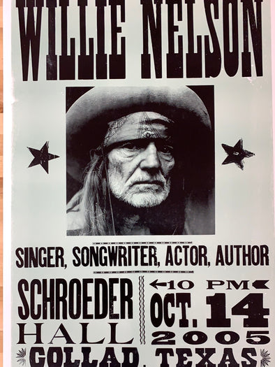 Willie Nelson - 2005 Hatch Show Print 10/14 poster Collad, TX