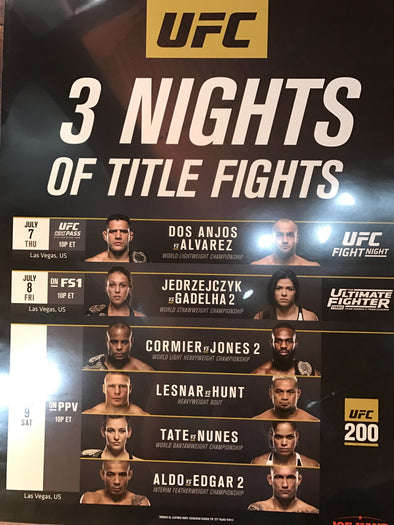 UFC 200 poster Lesnar vs. Hunt, Aldo, Edgar, Jones, Tate, Nunes Cormier