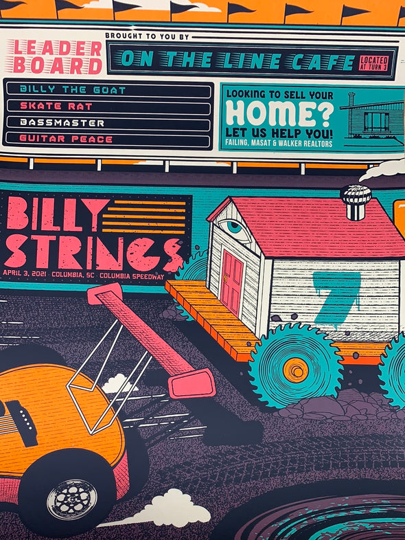 Billy Strings - 2021 Status Serigraph poster Columbia, SC 4/3