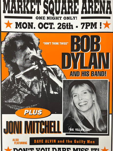 Bob Dylan - 1998 Geoff Gans poster Indianapolis, IN Joni Mitchell
