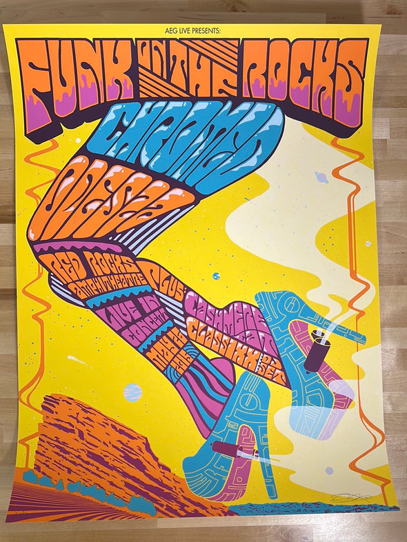 Chromeo - 2015 Sara Schatz poster Funk on the Red Rocks Morrison, CO