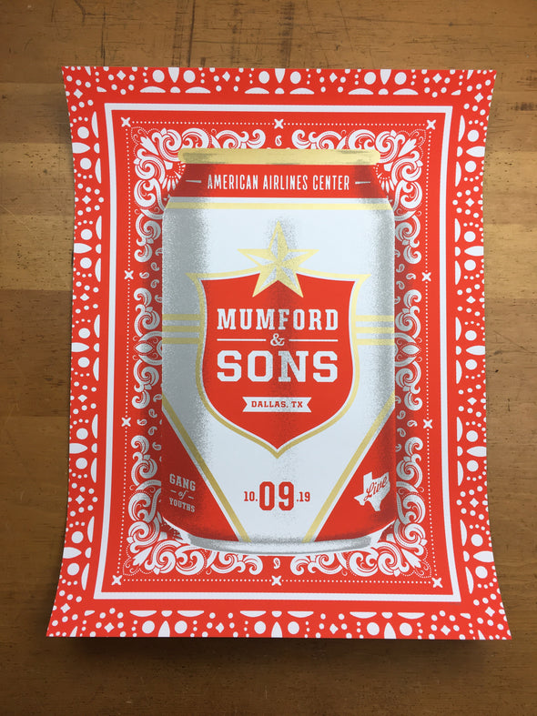 Mumford & Sons - 2019 Jose Garcia poster Dallas, TX American Airlines Center