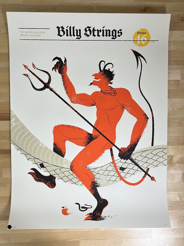 Billy Strings - 2021 Delicious Design League poster Denver, CO 10/16 AP