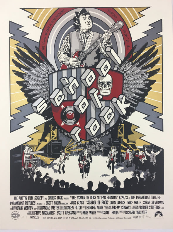 School of Rock - 2013 N.E. poster 10 Year Reunion Austin, TX Paramount Theatre