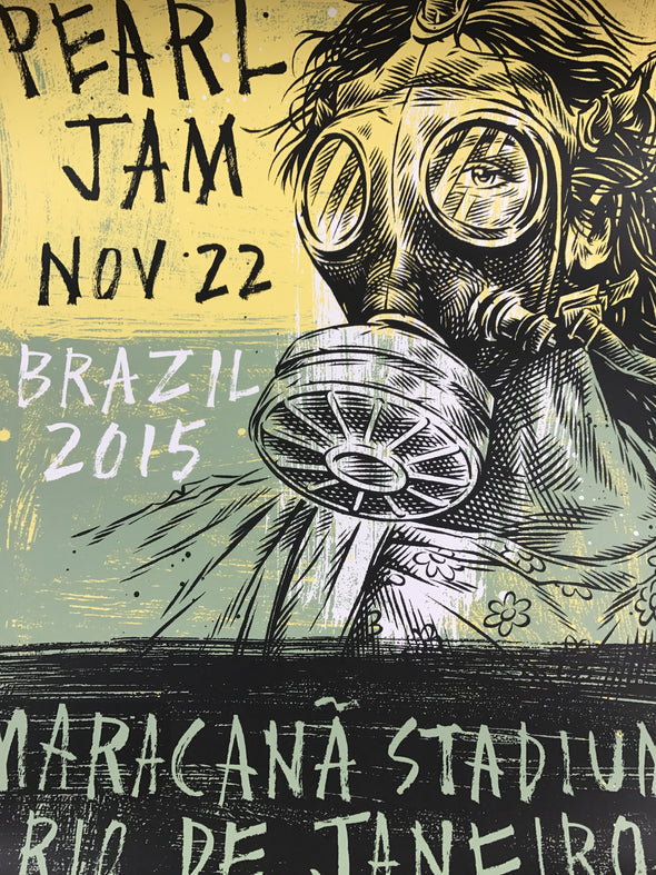 Pearl Jam - 2015 Ben Horton poster Rio De Janeiro, Brazil, Maracana Stadium