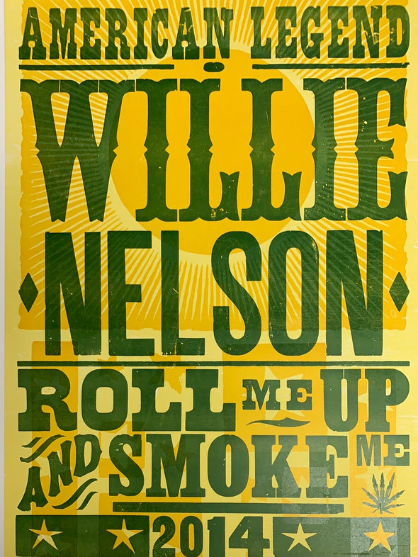 Willie Nelson - 2014 Hatch Show Print tour poster Roll Me Up and Smoke Me