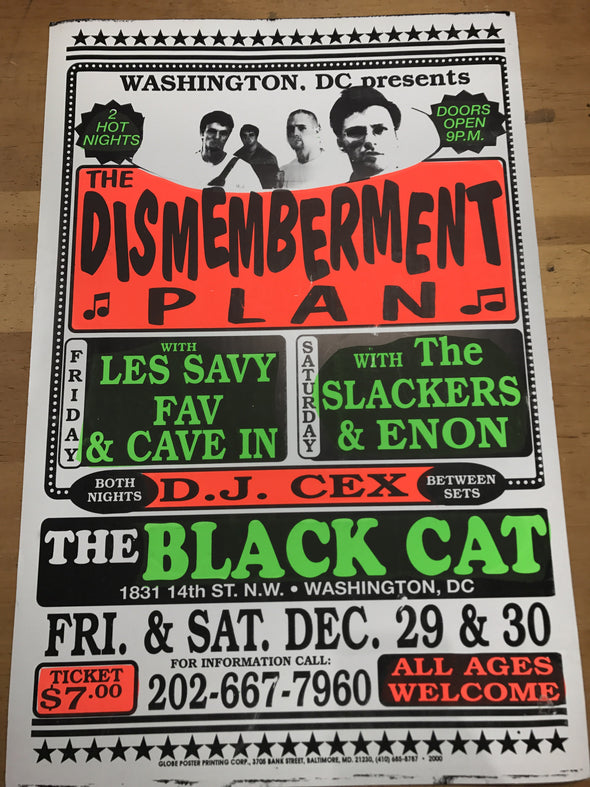 The Dismemberment Plan - 2000 Globe poster Black Cat Washington DC