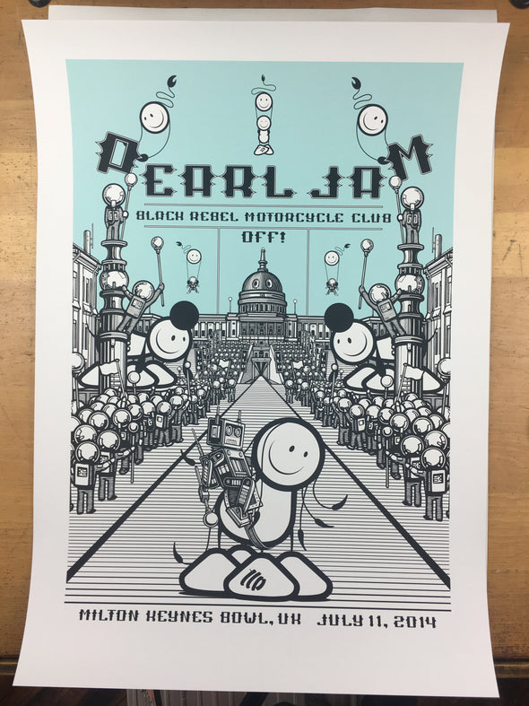 Pearl Jam - 2014 The London Police poster Milton Keynes, UK Milton Keynes Bowl