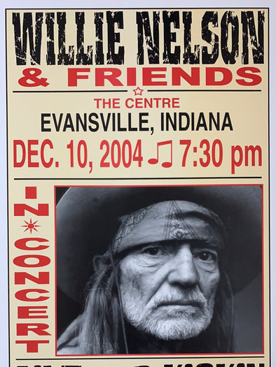 Willie Nelson - 2004 Franks Brothers 12/10 poster Evansville, IN