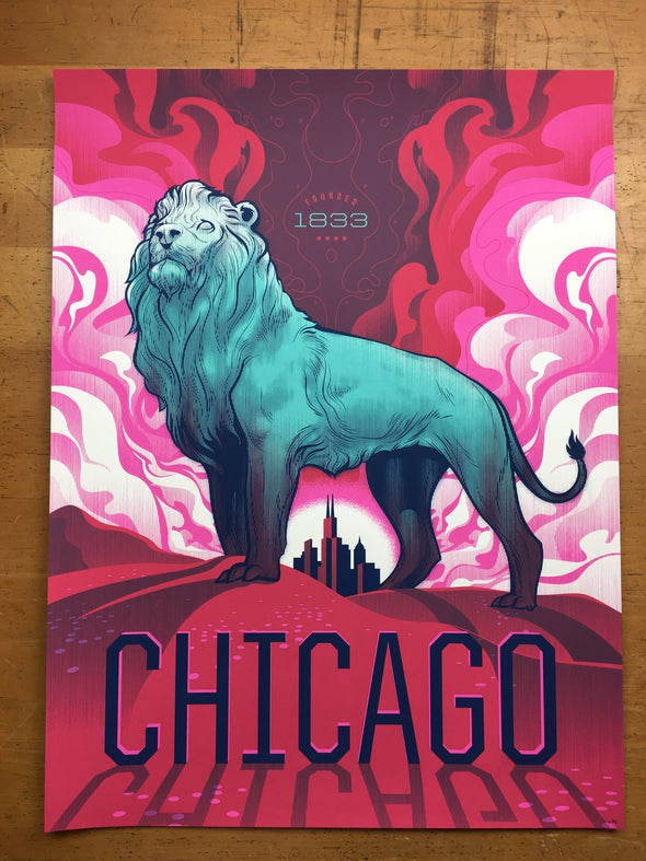Chicago Bronze Lion - Delicious Design League poster Art Print