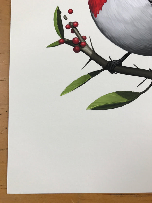 Fat Bird - 2017 Mike Mitchell Red-Crested Cardinal poster AP Signed