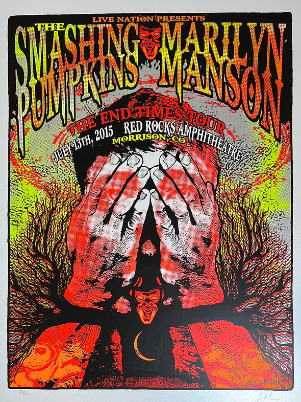 Smashing Pumpkins Marilyn Manson - 2015 Lindsey Kuhn poster Red Rocks Morrison, CO 1st