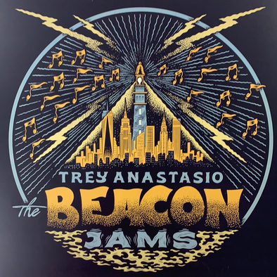 Trey Anastasio - 2020 Your Cinema poster New York, NY The Beacon Jams Gold and Blue