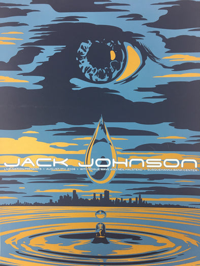 Jack Johnson - 2008 Todd Slater Poster Camden, NJ Susquehanna Bank Center