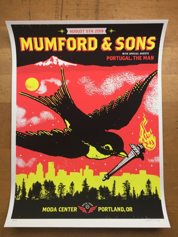 Mumford & Sons - 2019 Ralph Stollenwerk poster Portland, OR Moda Center