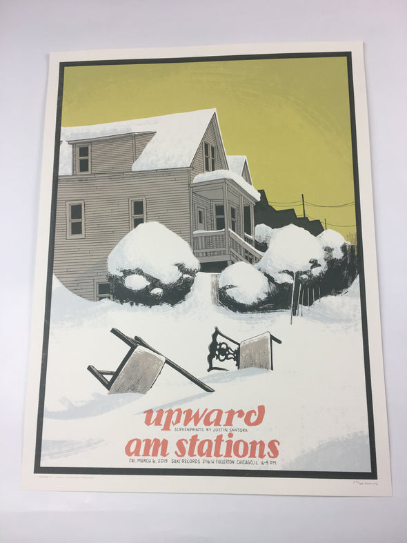 Upward/AM Stations - 2015 Justin Santora Poster Chicago, IL Saki Records