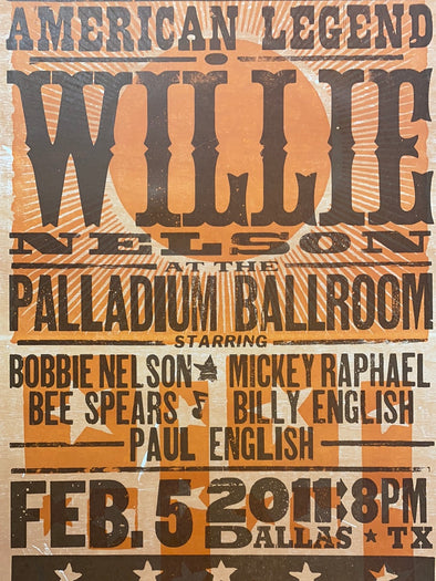 Willie Nelson - 2011 Hatch Show Print 2/5 poster Dallas, Texas