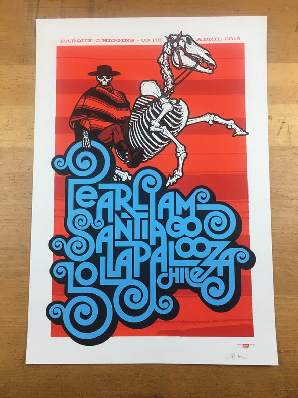Pearl Jam - 2013 Ames Bros Poster Santiago, Chile Lollapalooza S/N