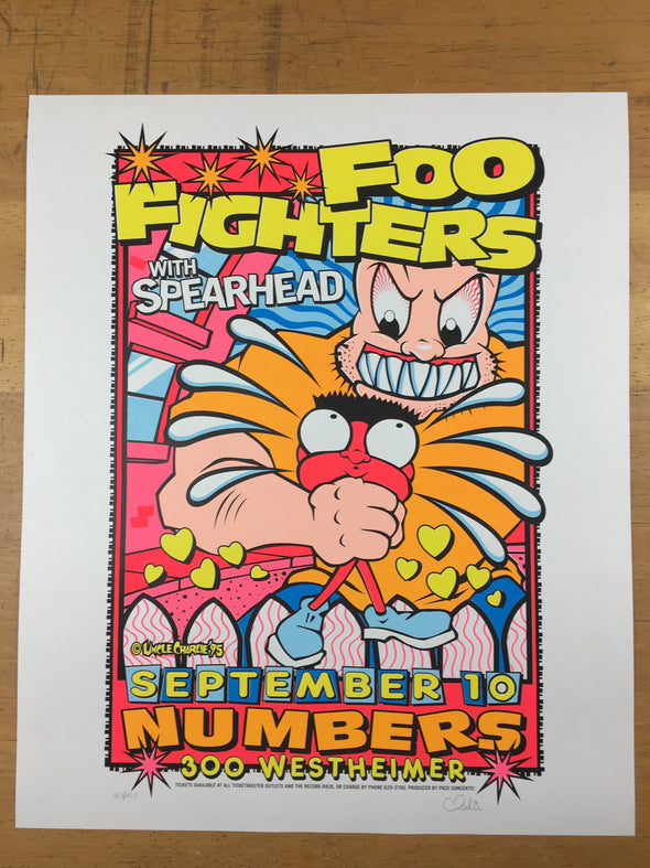Foo Fighters - 1995 Uncle Charlie Poster Houston, TX Numbers