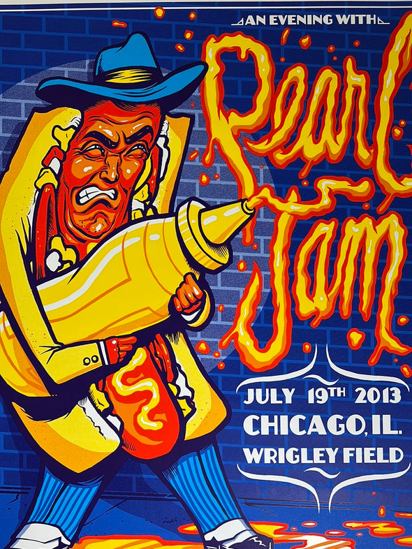 Pearl Jam - 2013 Munk One Wrigley Field Chicago hot dog poster