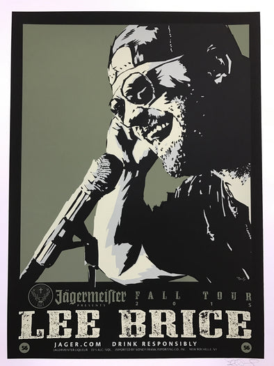 Lee Brice - 2015 Billy Perkins poster Fall Tour Jagermeister