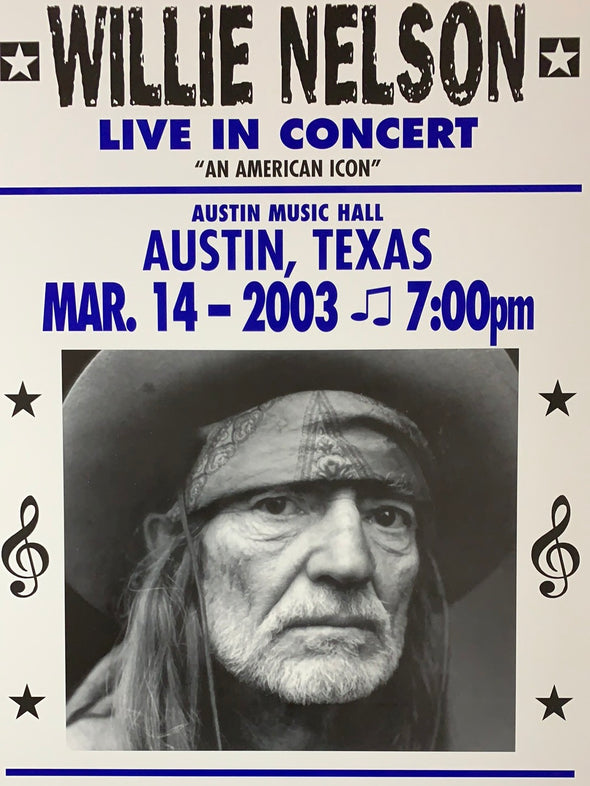 Willie Nelson - 2003 Franks Brothers 3/14 poster Austin, TX