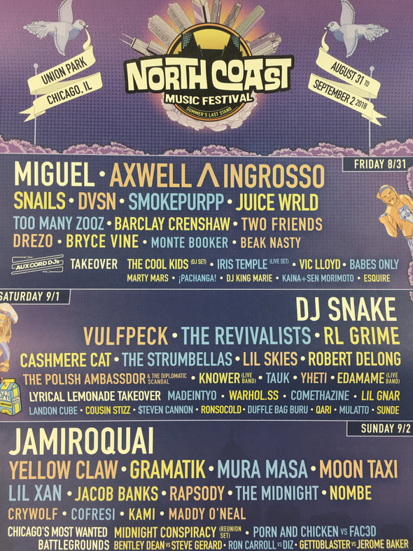 North Coast Music Festival - 2018 Poster Chicago, IL Union Park