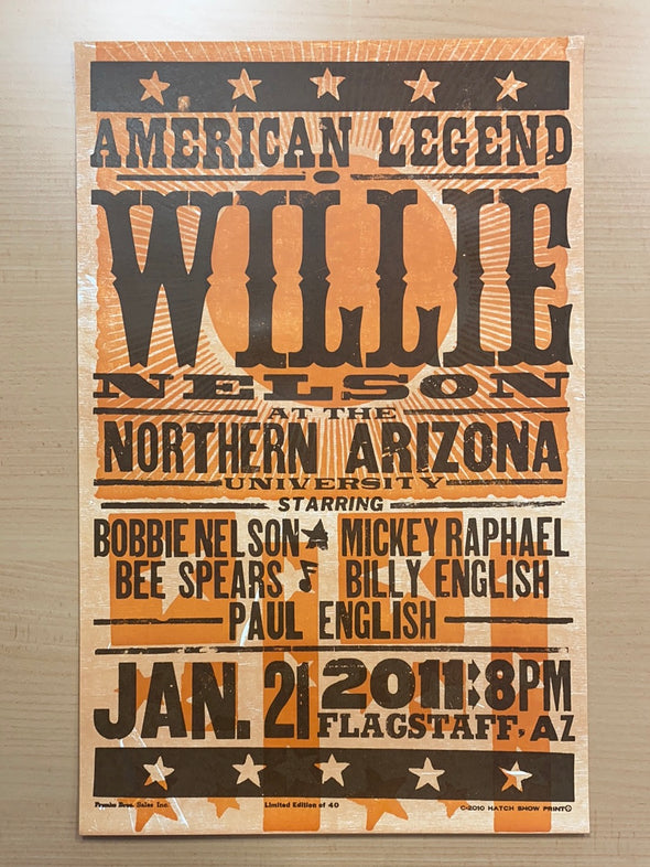 Willie Nelson - 2011 Hatch Show Print 1/21 poster Flagstaff, Arizona