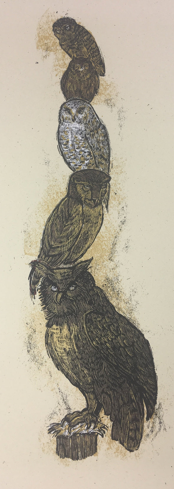 5 Owl Totem - 2010 Dan Grzeca Poster Art Print