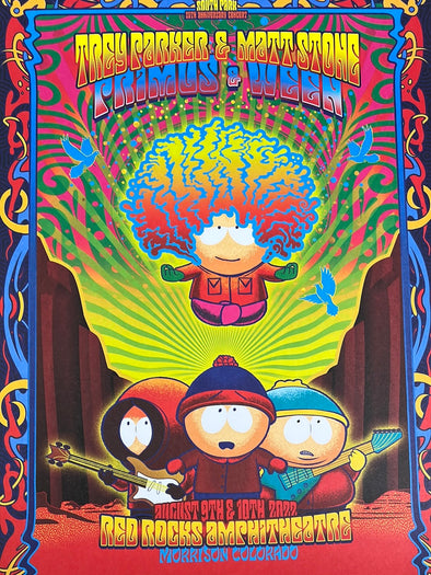 Zen Kyle - 2022 Zoltron LITHO poster Red Rocks, CO South Park Primus Ween