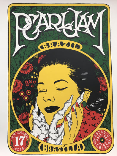 Pearl Jam - 2015 Brokenfingaz poster Brazil Estadio Nacional