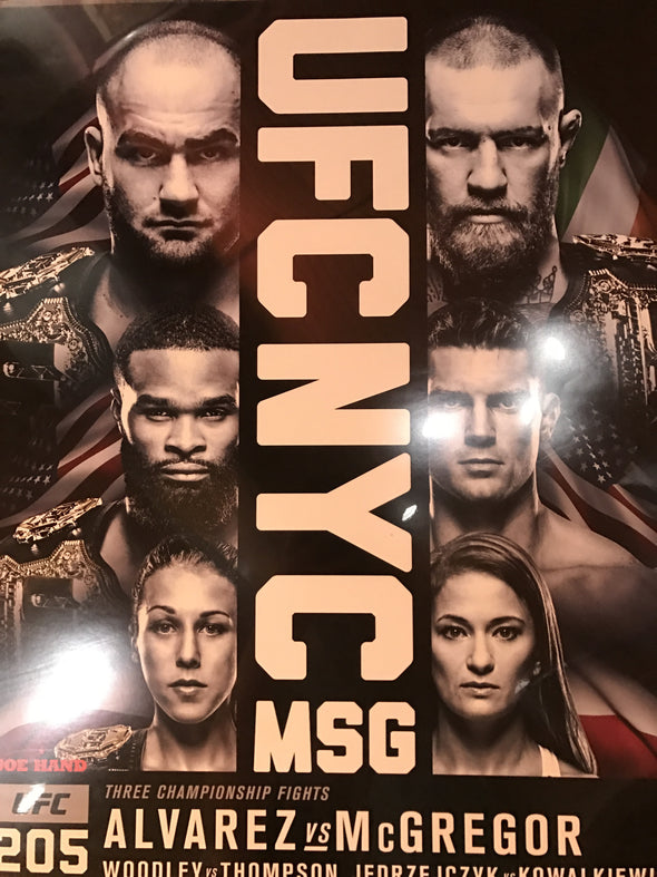 UFC 205 poster Alvarez vs. Conor McGregor, Woodley vs. Thompson