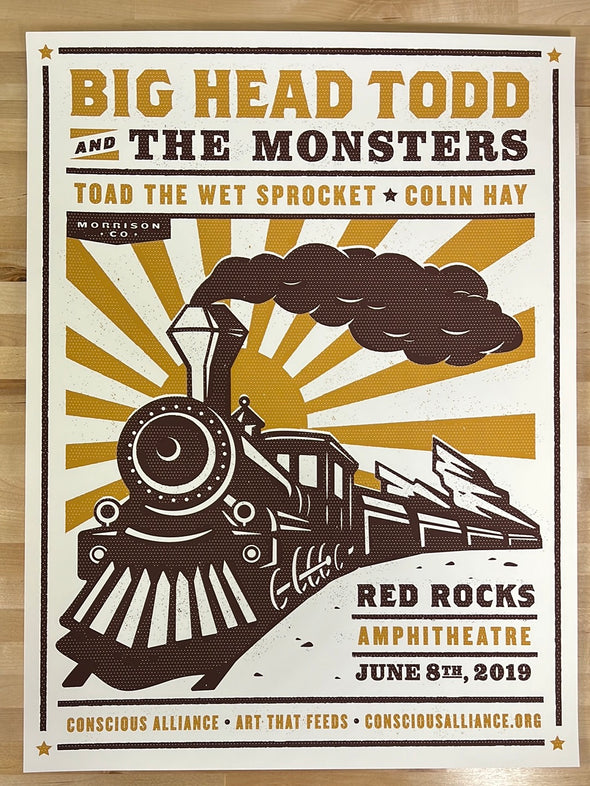 Big Head Todd & The Monsters - 2019 Cameron Nelson poster Red Rocks Morrison, CO