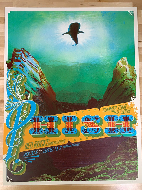 Phish - 2009 Wes Winship 7/31 poster Morrison, CO Red Rocks