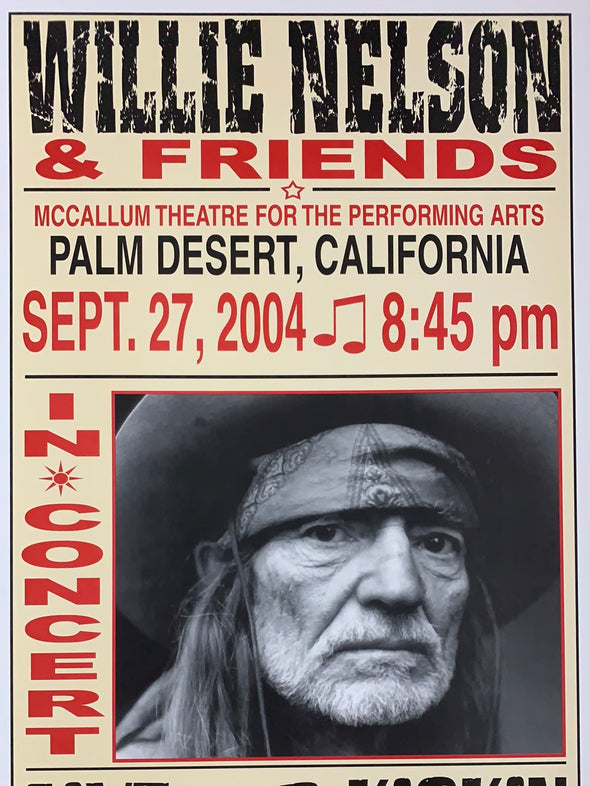 Willie Nelson - 2004 Franks Brothers 9/27 poster Palm Desert, CA