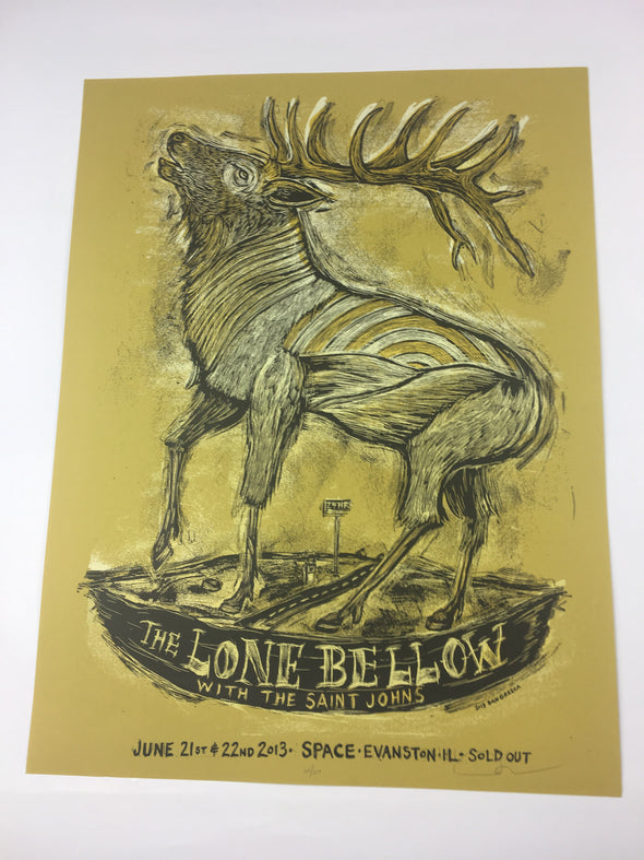 The Lone Bellow - 2013 Dan Grzeca Poster Evanston, IL SPACE