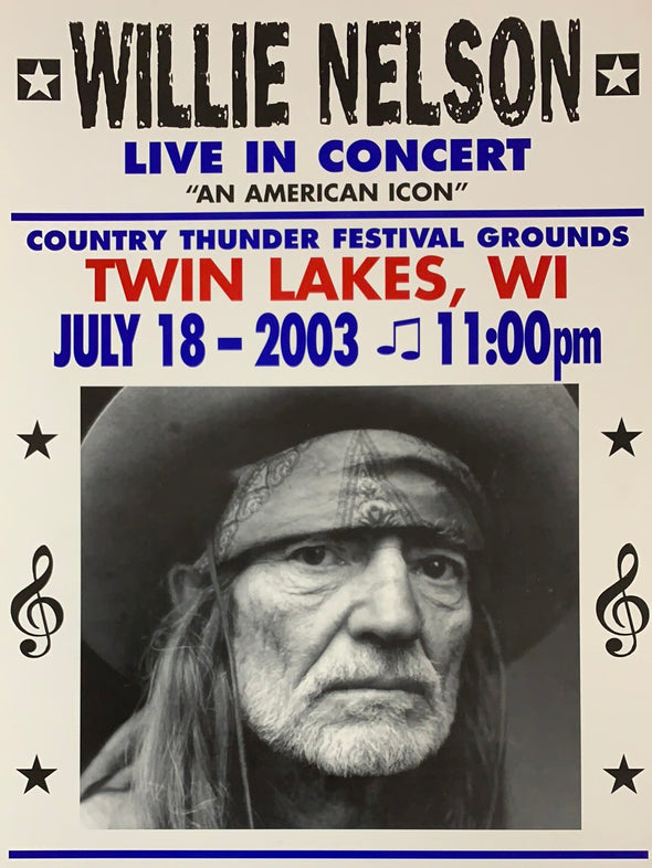 Willie Nelson - 2003 Franks Brothers 7/18 poster Twin Lakes, WI