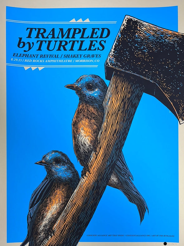 Trampled By Turtles - 2015 John Vogl poster Red Rocks Morrison, CO