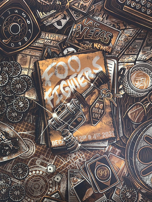 Foo Fighters - 2021 Luke Martin poster Las Vegas, NV gold N1