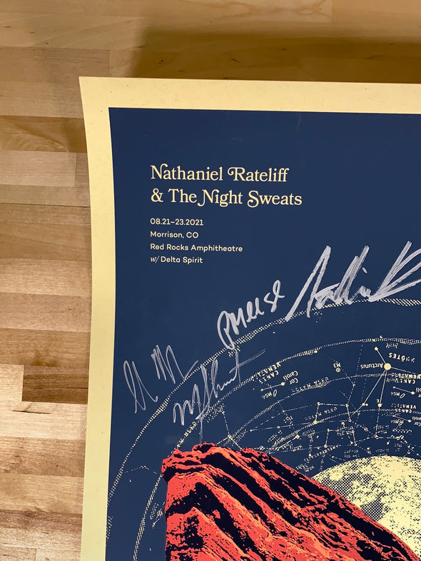 Nathaniel Rateliff & the Night Sweats - 2021 SIGNED poster Red Rocks Morrison, CO