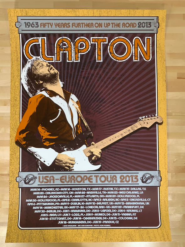 Eric Clapton - 2013 Ron Donovan Firehouse poster VARIANT European Tour