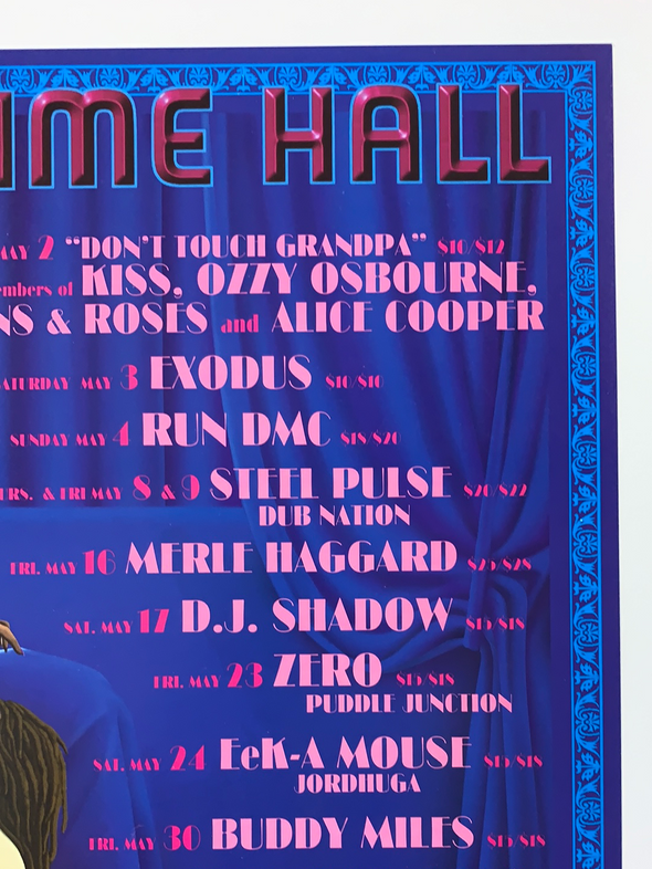 MHP 30 Merle Haggard, Run DMC - 1997 Jim Phillips poster Maritime Hall San Fran