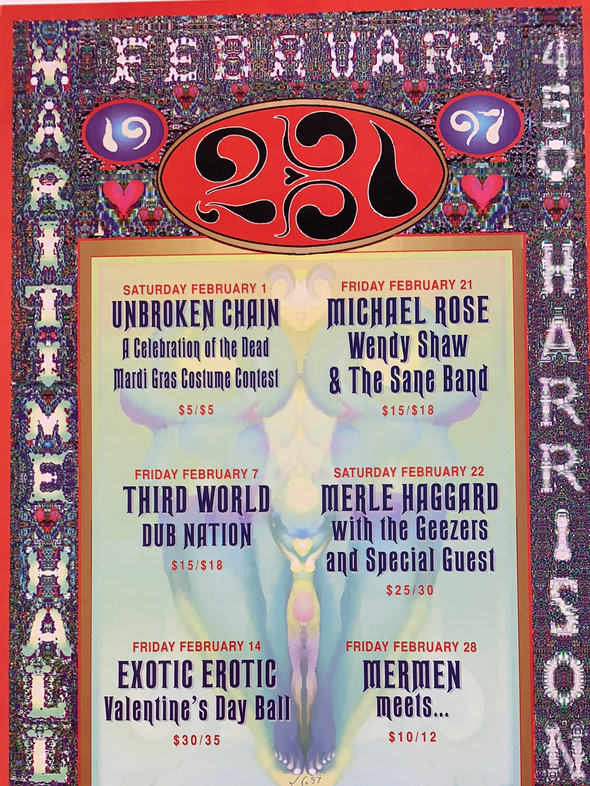 MHP 27 Merle Haggard - 1997 Lee Conklin poster Maritime Hall San Fran 1st