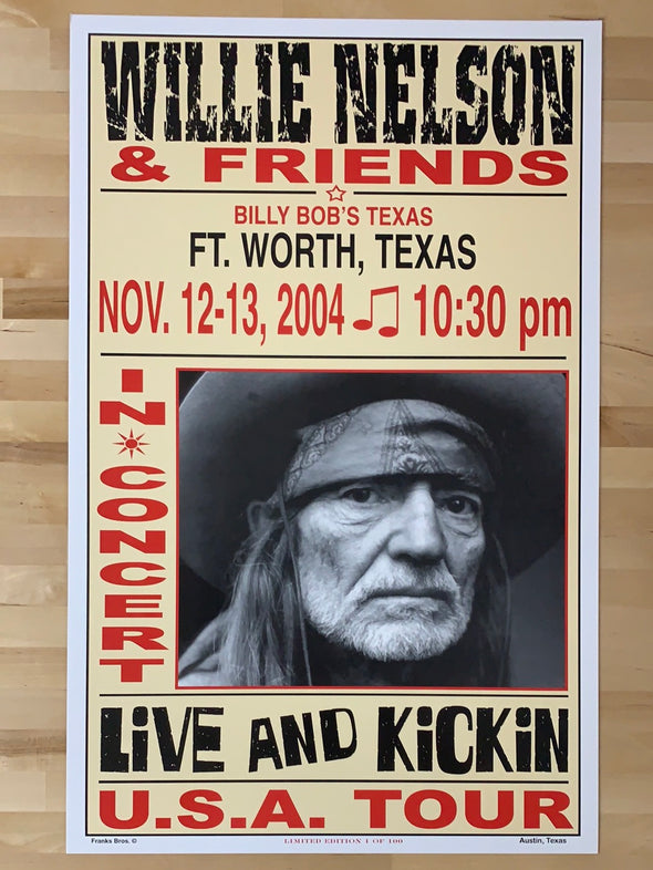 Willie Nelson - 2004 Franks Brothers 11/12-13 poster Ft. Worth, TX