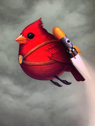 Fat Bird - 2020 Mike Mitchell poster Rocketbird Variant Cardinal